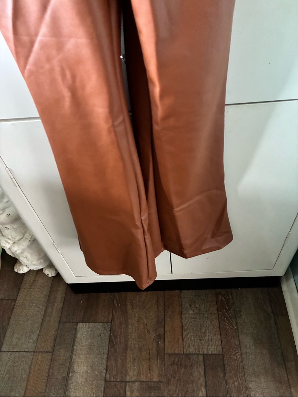 Popilush sz XS Faux Leather Brown Jumpsuit with Strappy Neckline nwt - Picture 9 of 15